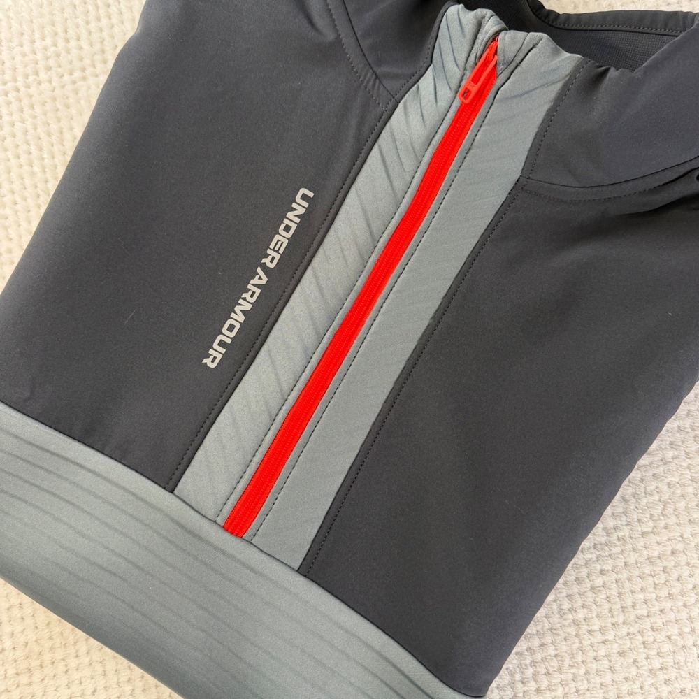 Under Armour Mens Storm Golf Vest Black Grey Orange 1/4 Zip 1373408 Large